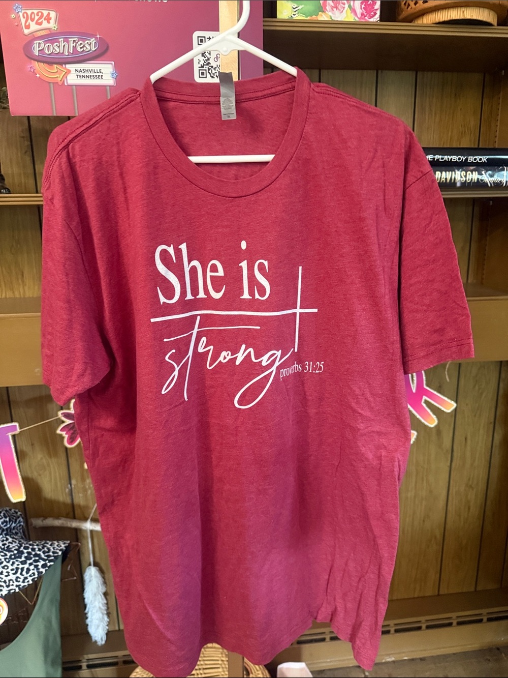 Next Level Apparel Red "She is Strong" Short Sleeve Tee